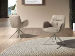 Angel Cerda Swivel Dining Chair in Fabric in Beige - thumbnail 5