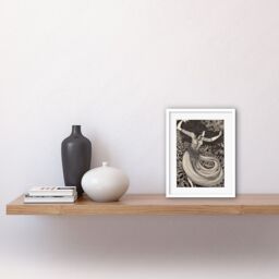"Artery8 Wall Art Print Long Haired Woman Dancing to Music in Boho Dress Artwork Framed 9X7 Inch in White - Size: W7"" x H9""" - thumbnail 2