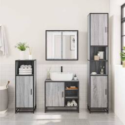 Berkfield Home Elegant Bathroom Sink Cabinet Grey Sonoma 65x33x60 cm Engineered Wood - Size: 65 x 33 x 60 cm - thumbnail 1
