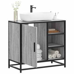 Berkfield Home Elegant Bathroom Sink Cabinet Grey Sonoma 65x33x60 cm Engineered Wood - Size: 65 x 33 x 60 cm - thumbnail 2