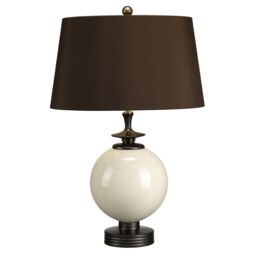 Loops Table Lamp Green Speckled Painted BASE STEM Brown Faux Silk Shade LED E27 60W - thumbnail 2