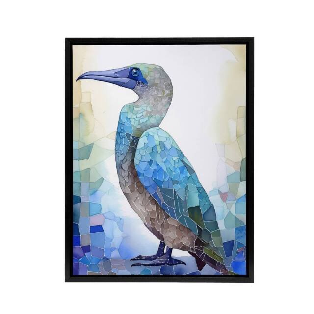 "Artery8 Blue Footed Booby Bird Collage Framed Canvas Wall Art Print - Size: W12"" x H16""" - image 1