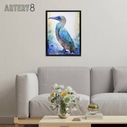 "Artery8 Blue Footed Booby Bird Collage Framed Canvas Wall Art Print - Size: W12"" x H16""" - thumbnail 3