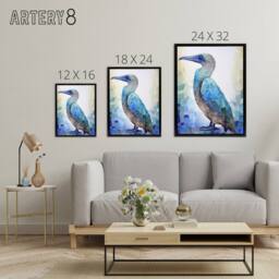 "Artery8 Blue Footed Booby Bird Collage Framed Canvas Wall Art Print - Size: W12"" x H16""" - thumbnail 4