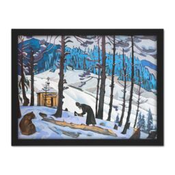 "Artery8 Wall Art Print Roerich Sait Sergius Builder Symbolism Painting Large Framed Wall Décor Art in White - Size: W18"" x H24""" - thumbnail 1