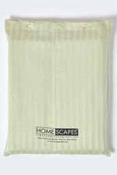 Homescapes Egyptian Cotton Satin Stripe Fitted Sheet 12 inch 330 Thread Count in Green - Size: Single Fitted - thumbnail 5