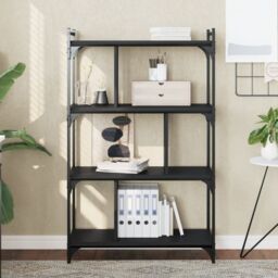 Berkfield Home Bookcase 4-Tier Black 76x32x123 cm Engineered Wood - Size: 76 x 32 x 123 cm - thumbnail 1