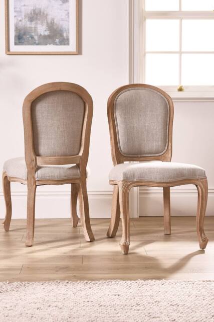 Dibor 4 Set Vintage Linen Solid Wood Frame Home Furniture Dining Chairs in Grey - image 1