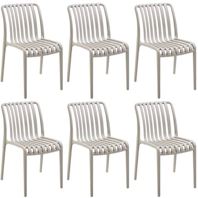 tectake Garden chairs Alcudia - durable, stackable & weather-resistant in Taupe - Size: 6 Person - image 1