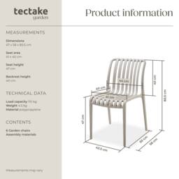tectake Garden chairs Alcudia - durable, stackable & weather-resistant in Taupe - Size: 6 Person - thumbnail 6