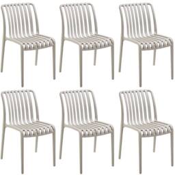 tectake Garden chairs Alcudia - durable, stackable & weather-resistant in Taupe - Size: 6 Person - thumbnail 1