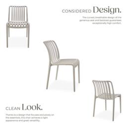 tectake Garden chairs Alcudia - durable, stackable & weather-resistant in Taupe - Size: 6 Person - thumbnail 3