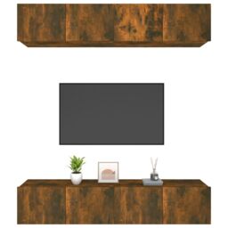 Berkfield Home TV Cabinets 4 pcs Smoked Oak 80x30x30 cm Engineered Wood in Brown - Size: 80 x 30 x 30 cm - thumbnail 4