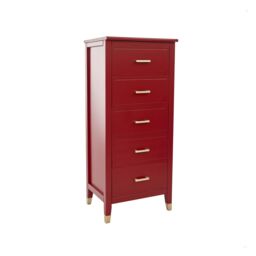 Cabinet Bits Palazzi 5 Drawer Narrow Chest of Drawers in Red - thumbnail 4