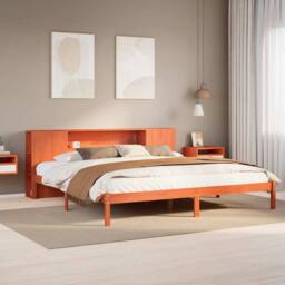 Berkfield Home Decorative Bookcase Bed without Mattress Wax Brown 200x200 cm Sol - thumbnail 2