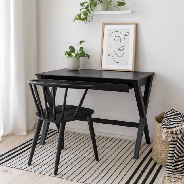 Wyld Haus Verona Black Oak Veneer Desk with Drawer - image 1