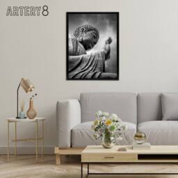 "Artery8 Warby Buddha Po Lin Lantau Island HK Framed Canvas Wall Art Print in Grey - Size: W12"" x H16""" - thumbnail 3