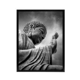 "Artery8 Warby Buddha Po Lin Lantau Island HK Framed Canvas Wall Art Print in Grey - Size: W12"" x H16""" - thumbnail 1