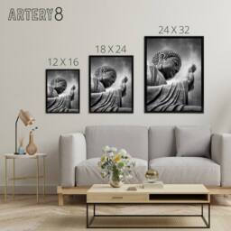 "Artery8 Warby Buddha Po Lin Lantau Island HK Framed Canvas Wall Art Print in Grey - Size: W12"" x H16""" - thumbnail 4