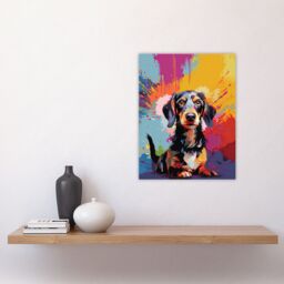 "Artery8 Wall Art Print Wirehaired Dachshund Dog Lover Gift Pet Portrait Colourful Artwork Painting Poster - Size: W18"" x H24""" - thumbnail 4