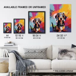 "Artery8 Wall Art Print Wirehaired Dachshund Dog Lover Gift Pet Portrait Colourful Artwork Painting Poster - Size: W18"" x H24""" - thumbnail 3
