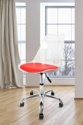 Fusion Living Soho Clear Plastic Dining Chair with Swivel Base in Red