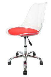Fusion Living Soho Clear Plastic Dining Chair with Swivel Base in Red - thumbnail 2