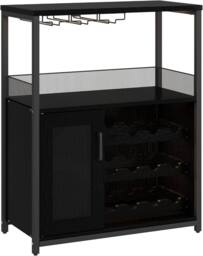 London Boutique 3-Tier Wine Bar Cabinet Liquor Bar Sideboard Wine Rack w/Glass Holder in Black - thumbnail 4