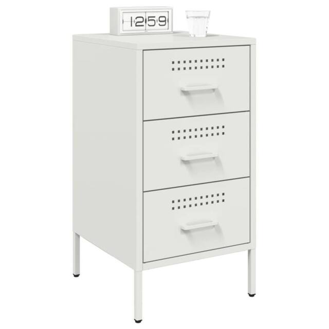 Berkfield Home Sturdy Bedside Cabinets 2 pcs White 36x39x68 cm Steel - Size: 36 x 39 x 68 cm - image 1