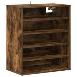 Berkfield Home Shoe Cabinet Smoked Oak 60x35x70 cm Engineered Wood in Brown - Size: 60 x 35 x 70 cm - thumbnail 6