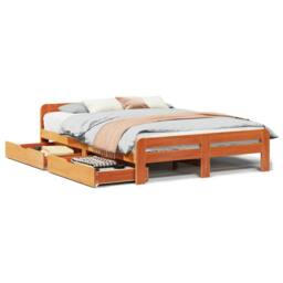 Berkfield Home Bed frame without Mattress Wax Brown 160x200 cm Solid Wood Pine - thumbnail 2