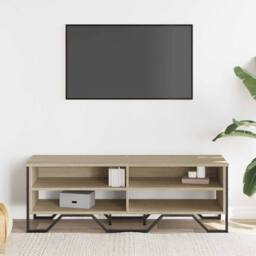 Berkfield Home TV Cabinet Sonoma Oak 122x34x41 cm Engineered Wood in Light Tan - Size: 122 x 34 x 41 cm - thumbnail 1