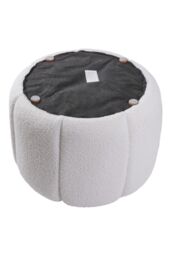 Living and Home Round Shape Teddy Fabric Footstool in White - thumbnail 5
