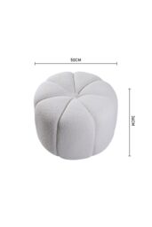 Living and Home Round Shape Teddy Fabric Footstool in White - thumbnail 3