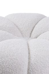 Living and Home Round Shape Teddy Fabric Footstool in White - thumbnail 6