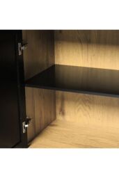 Living and Home Storage Cabinet with 2 Cupboard Doors and 3 Drawers in Brown - thumbnail 8