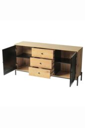 Living and Home Storage Cabinet with 2 Cupboard Doors and 3 Drawers in Brown - thumbnail 5