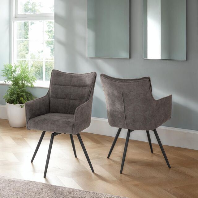 Seconique Lewis Carver Swivel Dining Chair in Dark Grey - image 1