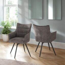Seconique Lewis Carver Swivel Dining Chair in Dark Grey - thumbnail 1