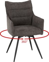 Seconique Lewis Carver Swivel Dining Chair in Dark Grey - thumbnail 8