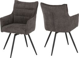 Seconique Lewis Carver Swivel Dining Chair in Dark Grey - thumbnail 2