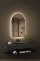 Fascinate Arched LED Bathroom Mirror - Tempered Glass, Anti-Fog Backlit, 80x50cm Luxury in Silver - Size: 80x50 cm