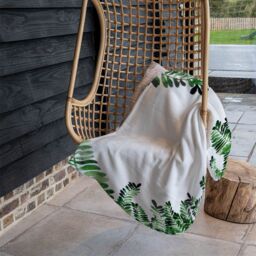 Benjamin Tate Design Green Botanical Leaves Blanket in Natural - Size: 120 cm x 150 cm - thumbnail 4