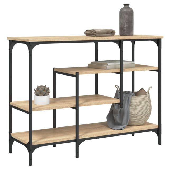Berkfield Home Console Table with Shelves Sonoma Oak 100x35x75 cm in Brown - Size: 100 x 35 x 75 cm - image 1