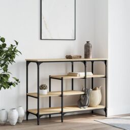 Berkfield Home Console Table with Shelves Sonoma Oak 100x35x75 cm in Brown - Size: 100 x 35 x 75 cm - thumbnail 3