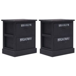 Berkfield Home Nightstands 2 pcs Black 38x28x45 cm Paulownia Wood - Size: 38 x 28 x 45 cm - thumbnail 1