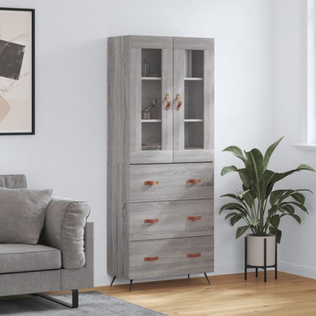 Berkfield Home Highboard Grey Sonoma 69.5x34x180 cm Engineered Wood - image 1