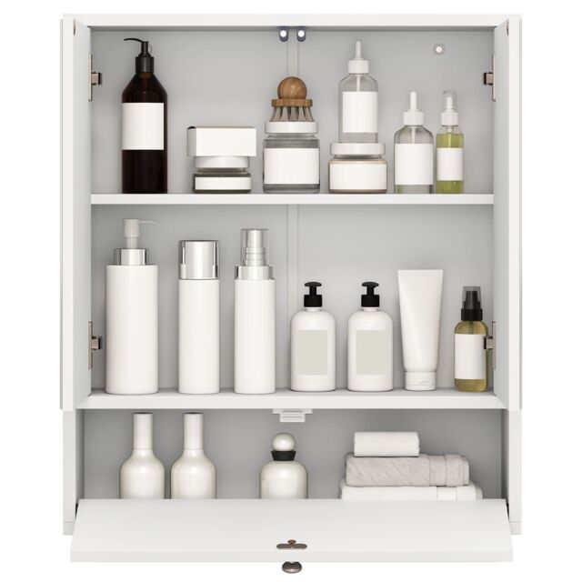 Costway Wall-Mounted Bathroom Cabinet Double Door Storage Cabinet in White - image 1