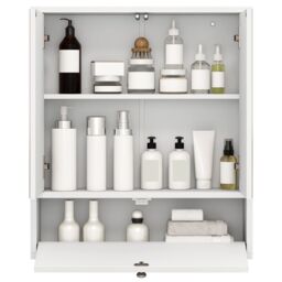 Costway Wall-Mounted Bathroom Cabinet Double Door Storage Cabinet in White