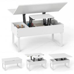 Costway Lift Top Coffee Table 3-in-1 Convertible Coffee Table Cocktail Table in White - thumbnail 1